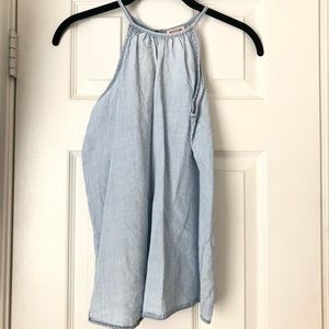 Chambray high neck tank top